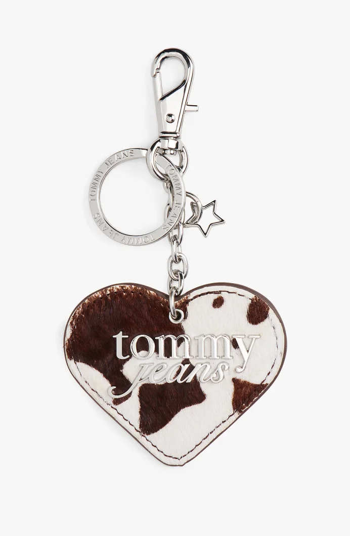 Tommy Hilfiger TJW İnek Desenli Kalp Charm Kadın Beyaz Anahtarlık AW0AW182710K6