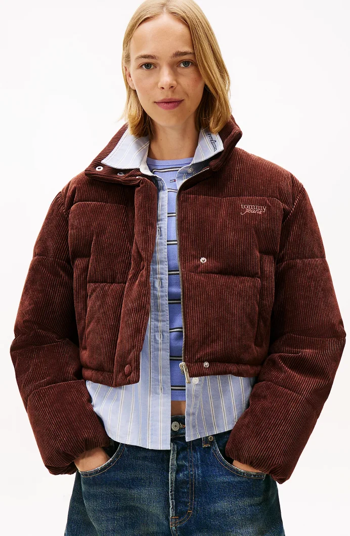 Tommy Hilfiger TJW Kadife Şişme Kadın Kahverengi  Mont  DW0DW21658GS7