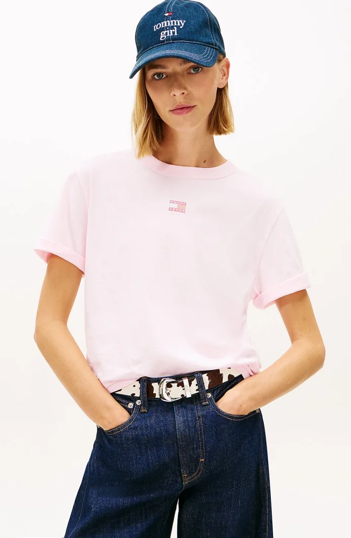 Tommy Hilfiger TJW Kutulu Kesim Amblemli Kadın Pembe T-shirt DW0DW22202TOG