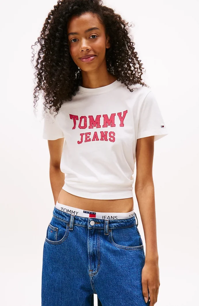 Tommy Hilfiger TJW Normal Kesim Kolej Stili Kadın Crop  DW0DW21966YBL