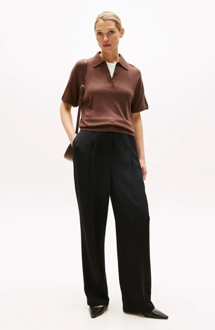 Tommy Hilfiger Viskon Twill Rahat Kesim Düz Paça Kadın Pantolon WW0WW46749BDS