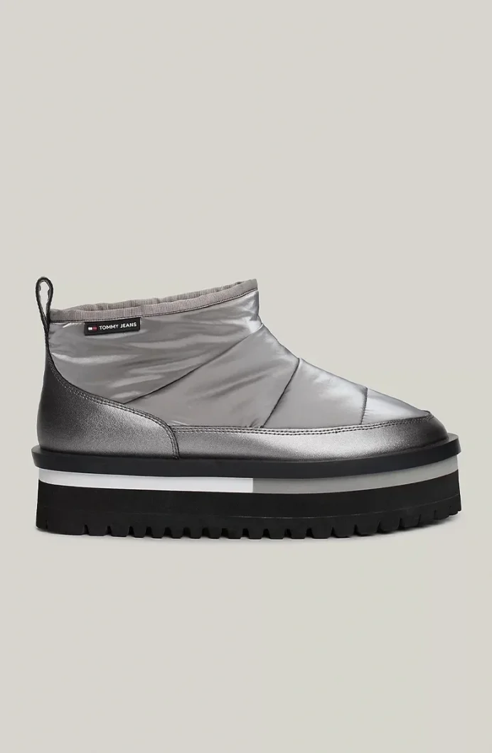 Tommy Hilfiger TJW NYLON FLATFORM BOOT WL Kadın Metalik Gri Bot EN0EN02689TRH