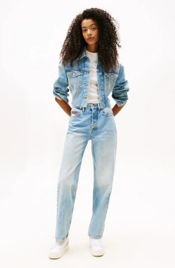 Tommy Hilfiger Kadın Layla Yüksek Bel Dar Paça İkonik Şeritli Mavi Jeans DW0DW204981A5