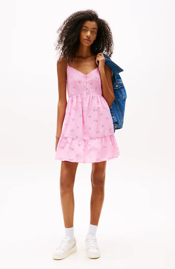 Tommy Hilfiger TJW BRODERIE ANGLAISE DRESS Kadın Pembe Elbise DW0DW21165U06