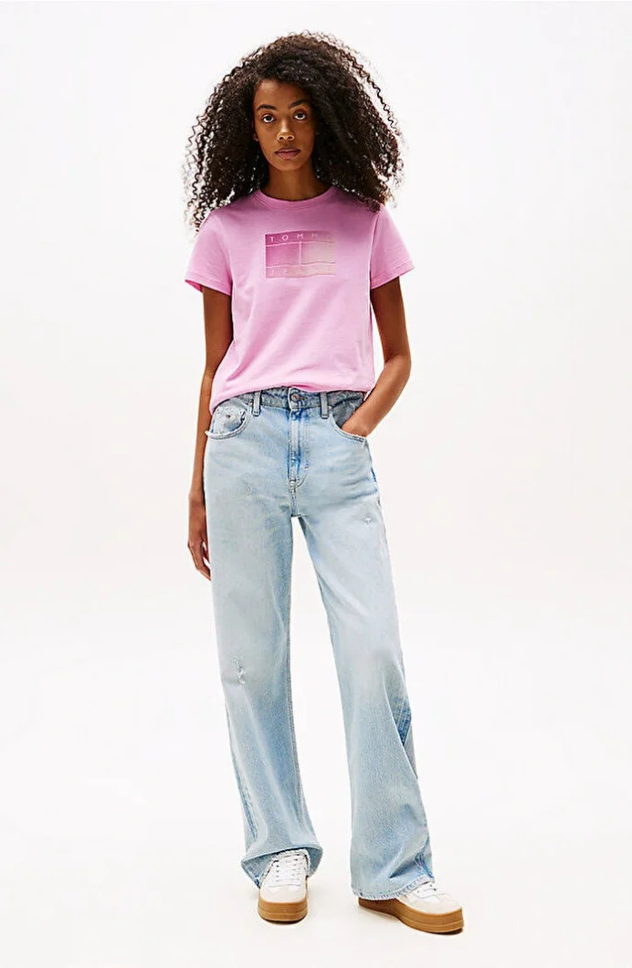 Tommy Hilfiger TJW REG GRADIENT FLAG SS Kadın Pembe T-shirt DW0DW20905U06