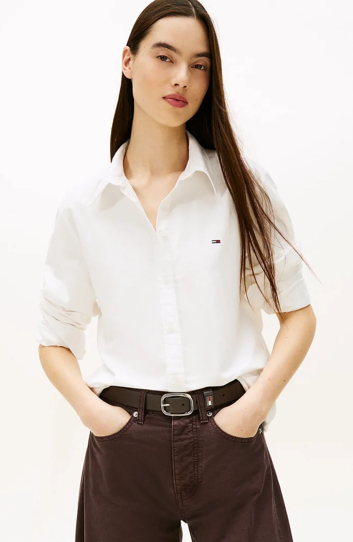 Tommy Jeans TJW REG OXFORD SHIRT Kadın beyaz Gömlek DW0DW19890YBL