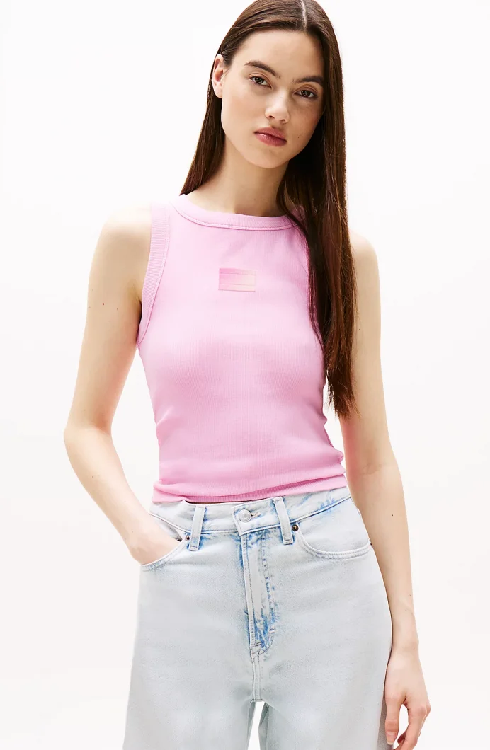 Tommy Hilfiger TJW SLIM GRADIENT FLAG TANK Kadın Pembe Crop  DW0DW20920U06