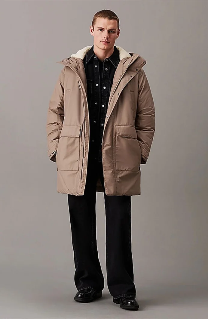 Calvin Klein WARM COTTON NYLON LONG PARKA Erkek GRİ Mont J30J326082-PAV