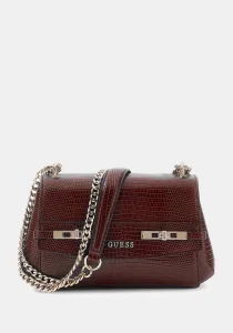 Guess Melinda Mini Dönüştürülebilir Çapraz Askılı Kapaklı Kadın Bordo Omuz Çantası HWKL9933780-BUR