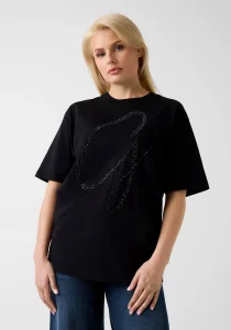 Guess Kısa Kollu Bisiklet Yaka Maxi G Zımbalı Kadın Siyah T-shirt W6GI39K3478-JBLK