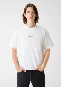 Guess GJ Kısa Kollu Kutulu Kesim Kısa Ottoman Erkek Beyaz  T -Shirt M6RP14KD461-G046