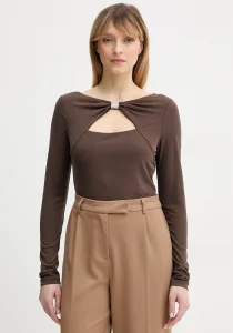 Guess Uzun Kollu Milena Önü Fiyonklu Kadın Kahverengi Top W6RP11KAQL2-G1EA