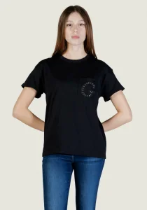 Guess Kısa Kollu Bisiklet Yaka Cepli G Logolu Kadın Siyah T-shirt W6GI17K3037-JBLK