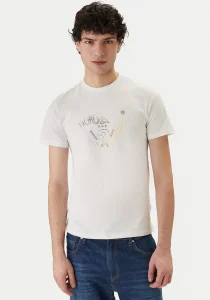 Guess Bisiklet Yaka Kısa Kollu Üçgen HD Çok Renkli Erkek Beyaz T-shirt M6GI11K2992-G011