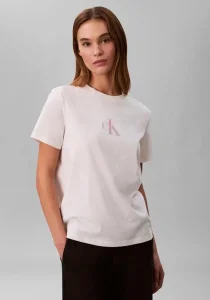 Calvin Klein Kısa Kollu Klasik Folyolu CK Kadın Beyaz T-shirt LV047E804G-YBH