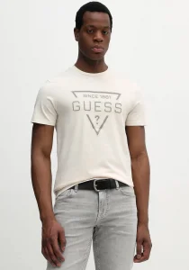 Guess Kısa Kollu Temel Boyalı Üçgen Logolu Erkek Beyaz T-shirt M6RI09I3Z14-G1H6