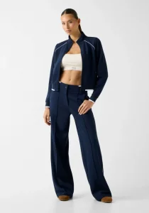 Guess Sarah Pike Hakim Yaka Tam Fermuarlı Kadın Lacivert Sweatshirt V6GQ05K2916-A71W