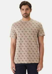 Guess Bisiklet Yaka Kısa Kollu Jakarlı 4G Örme Erkek Bej Top M6GP34K3200-FMAZ