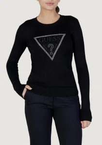 Guess Uzun Kollu Bisiklet Yaka Sasha Üçgen Logolu Triko Kadın Siyah Triko W6RR49Z2NQ2-JBLK
