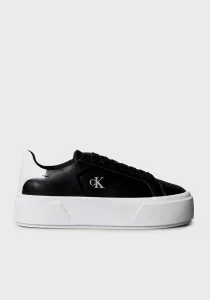 Calvin Klein Flatform Bağcıklı Deri Kadın Siyah Sneaker YW0YW01928-BEH