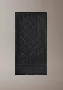 Calvin Klein Amblem Tamamı Baskılı Parlak Ton Sür Ton Kadın Siyah Şal LV04F8062G-UB1