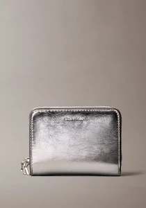 Calvin Klein CK Metalik Kapaklı Fermuarlı Kadın Metalik Gri Cüzdan LV04F1103G-3JH