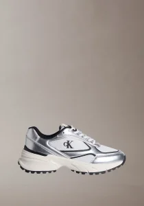 Calvin Klein Hike Runner Bağcıklı File Detaylı Metalik Kadın Gri Sneaker YW0YW02063-0IX