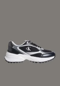 Calvin Klein Hike Runner Bağcıklı File Karışımlı Metalik Kadın Siyah Sneaker YW0YW02063-01L