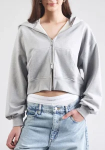 Calvin Klein A- FRENCH TERRY BADGE LOGO FZ HO Kadın Gri Eşofman Üstü  LV047C216G-P79