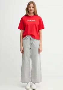 Calvin Klein Kısa Kollu 2 Renkli 3D Nakışlı Logolu Kadın T-shirt LV047D205G-VTW