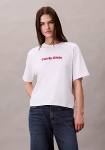 Calvin Klein Kısa Kollu 2 Renkli 3D Nakışlı Logolu Kadın T-shirt LV047D205G-YAA
