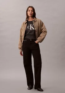 Calvin Klein Kalın Pamuklu Grafikli Süveter Kadın Gri Triko LV044E306G-P7I