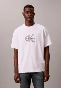 Calvin Klein Kısa Kollu 16S Üç Renkli Monologo Grafikli Erkek Beyaz T-shirt LV04RE815G-YAF