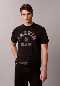 Calvin Klein Kısa Kollu 20s LN Calvin College Grafik Baskılı Erkek Siyah T-shirt LV04RE810G-UB1