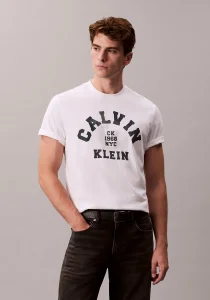 Calvin Klein Kısa Kollu 20S LN Calvin College Grafikli Erkek Beyaz T-shirt LV04RE810G-YAA