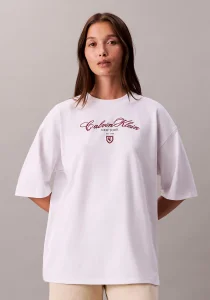 Calvin Klein Kısa Kollu Oversize CK NY Kadın Beyaz T-shirt LV047E232G-YAA