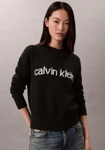 Calvin Klein Pamuklu Grafik Baskılı Kadın Siyah Kazak LV047C311G-UB1