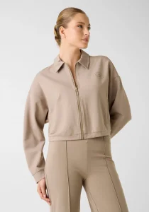 Guess Annie Kısa Tam Fermuarlı Kadın Bej Eşofman Üstü V6RQ17KD822-G1O3