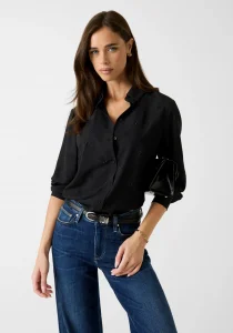 Guess Flore Kadın Siyah Regular Fit Gömlek W5BH80W2982-JBLK