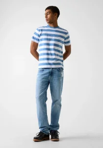 Guess GJ Kısa Kollu Bisiklet Yaka Normal Kesim Çizgili Erkek Çok Renkli T-shirt M4YI84K9XF1-S7ZL