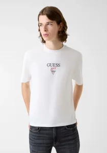 Guess GJ Kısa Kollu Büyük Beden Baker Logolu Erkek Beyaz T-shirt M6RI45K8HM0-G046