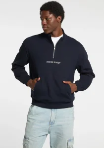 Guess GJ Yarım Fermuarlı Normal Kesim Nakışlı Erkek Lacivert Sweatshirt M5RQ42KCPR1-A71W