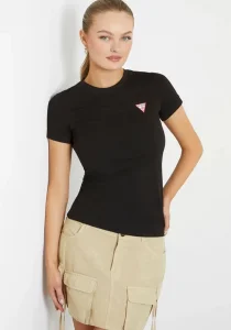 Guess Mini Triangle Kadın Siyah Slim Fit T-Shirt W2YI44J1314-JBLK