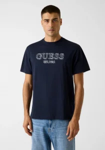 Guess Kısa Kollu Bisiklet Yaka Nakış Logolu Erkek Lacivert T-shirt M6RI22K8FQ4-G7V2