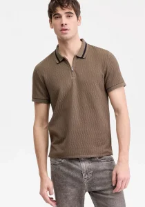 Guess Kısa Kollu Morales Örgü Fermuarlı Polo Yakalı Erkek Haki Polo T-shirt M6RP38KB322-G8L1
