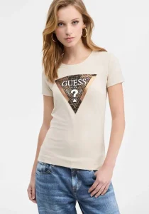 Guess Leo Kadın Krem Slim Fit T-Shirt W5BI28J1314-A115