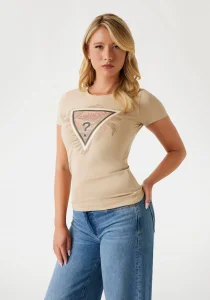 Guess Triangle Kadın Kahverengi Slim Fit T-Shirt W5YI13J1314-G1L7