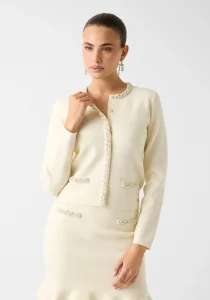 Guess Uzun Kollu Bisiklet Yaka Raina Hırka Triko Kadın Beyaz Hırka W6RR42Z4422-G012