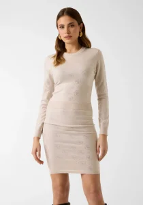 Guess Uzun Kollu Bisiklet Yaka Taş İşlemeli 4G Triko Kadın Mavi Triko W6RR66Z3JD2-G9B8