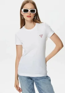 Guess Mini Triangle Kadın Beyaz Slim Fit T-Shirt W2YI44J1314-G011